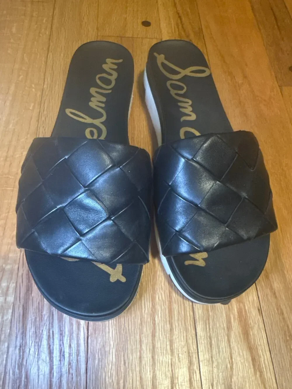 Sam Edelman Adaley Woven Leather Platform Slide Sandals Women's Sz 9